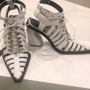 Marques Almeida White Leather Caged Booties